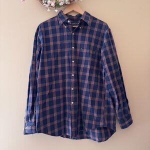 Lands End Shirt Mens L Button Down Traditional Fit Plaid